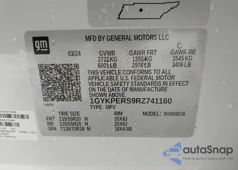 2024 Cadillac Xt6 Fwd Premium Luxury from USA, damaged, VIN 1GYKPERS9RZ741160